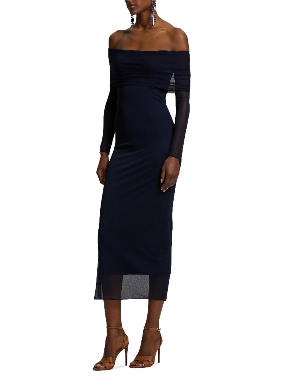 Ralph Lauren Collection Audria Mesh Jersey Sheath Midi-Dress Size-6